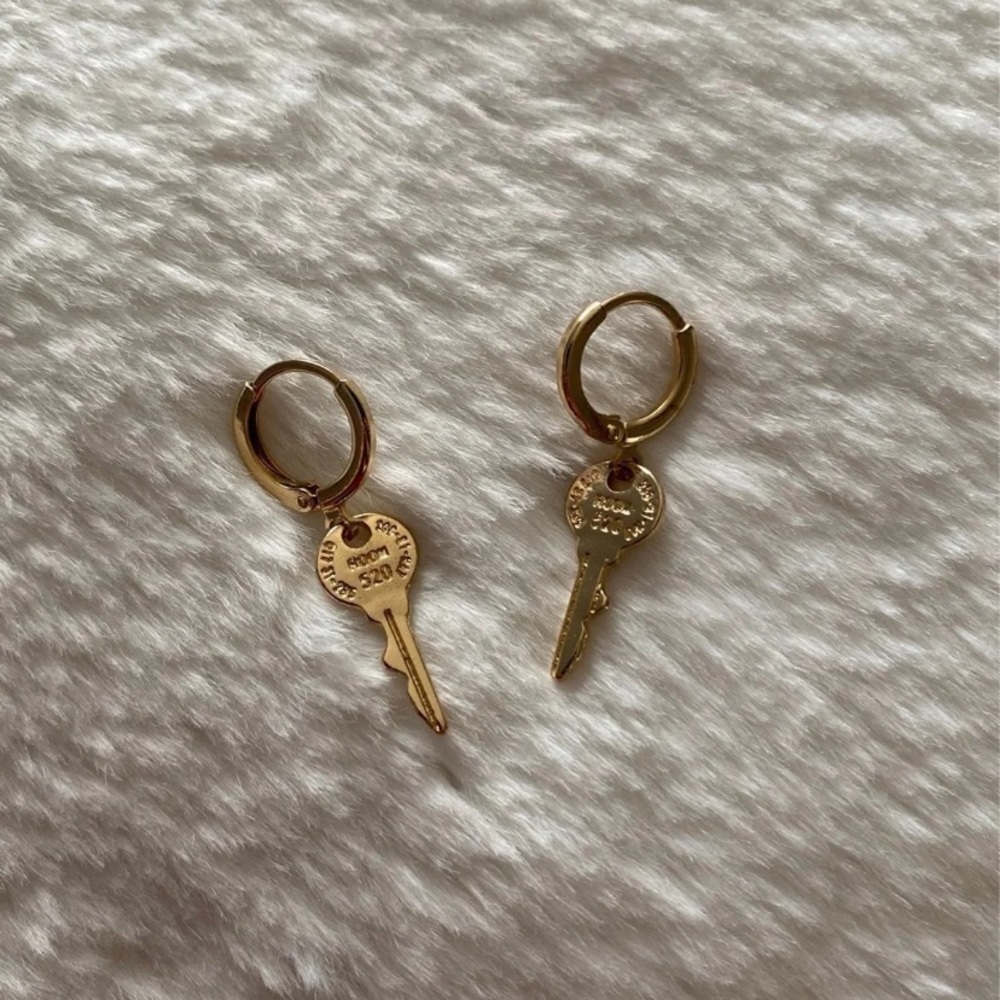 Key huggie hoop earrings